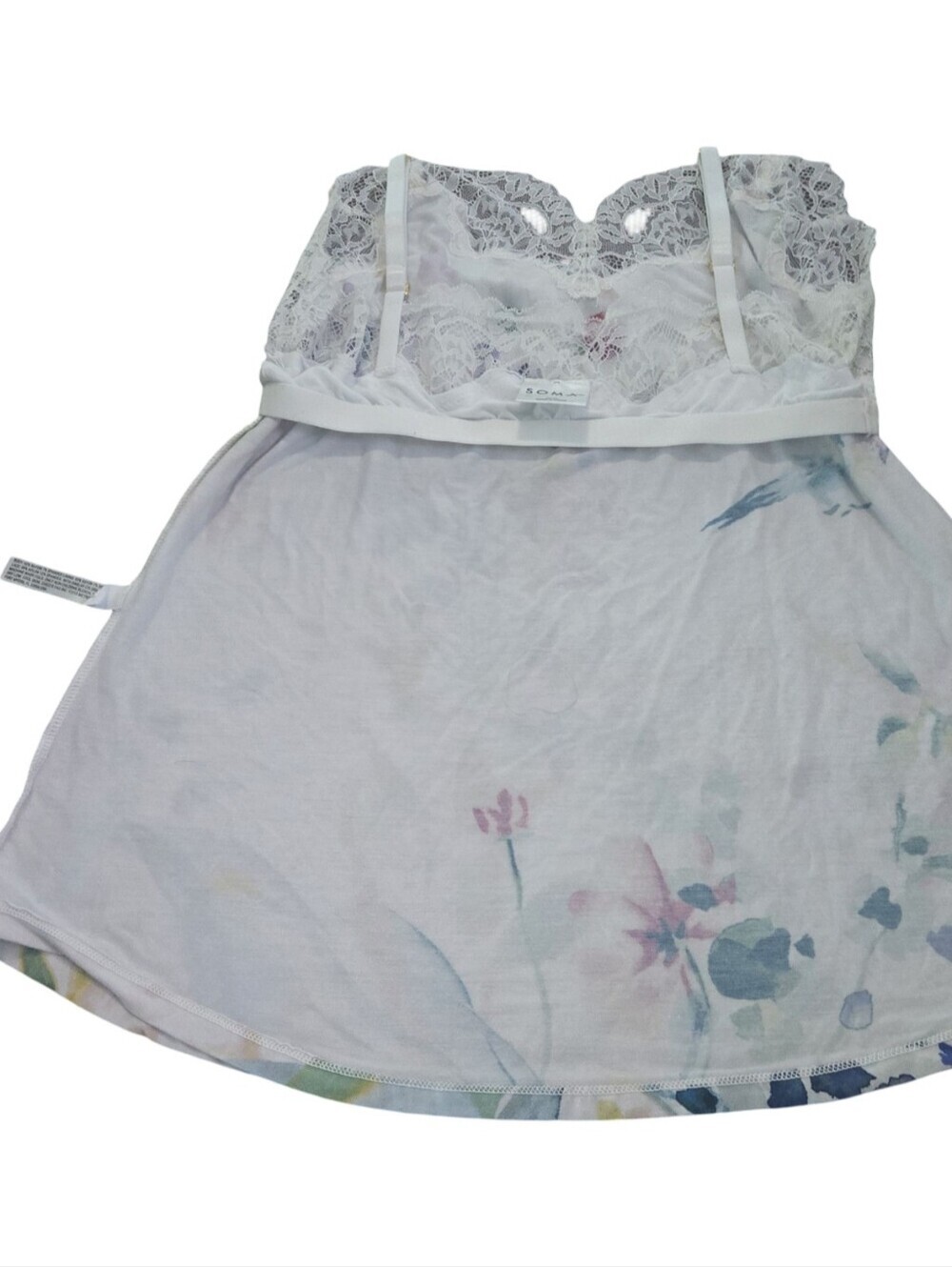 Soma White Branded Floral Feminine Festival Cozy Soft Cotton Y2K Cami XS - Picture 13 of 15